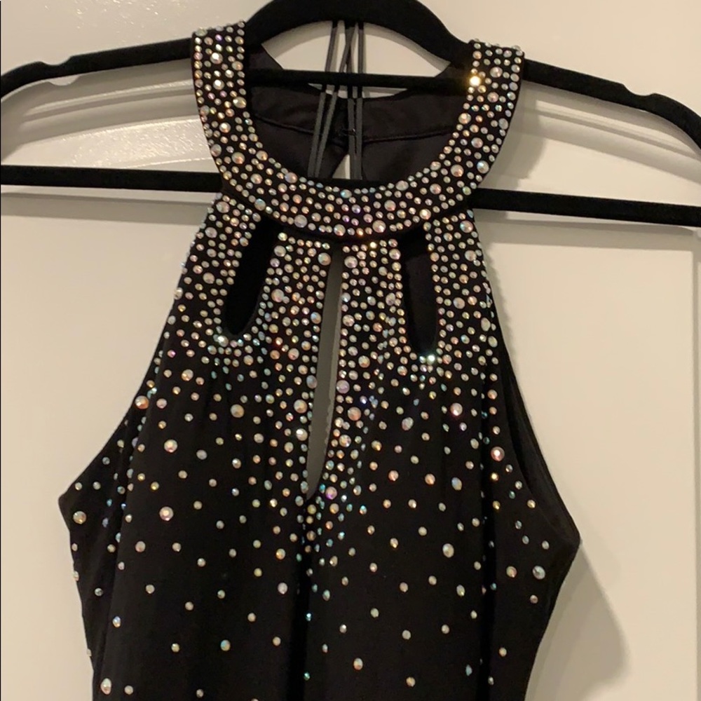 Long black Rhinestoned formal dress